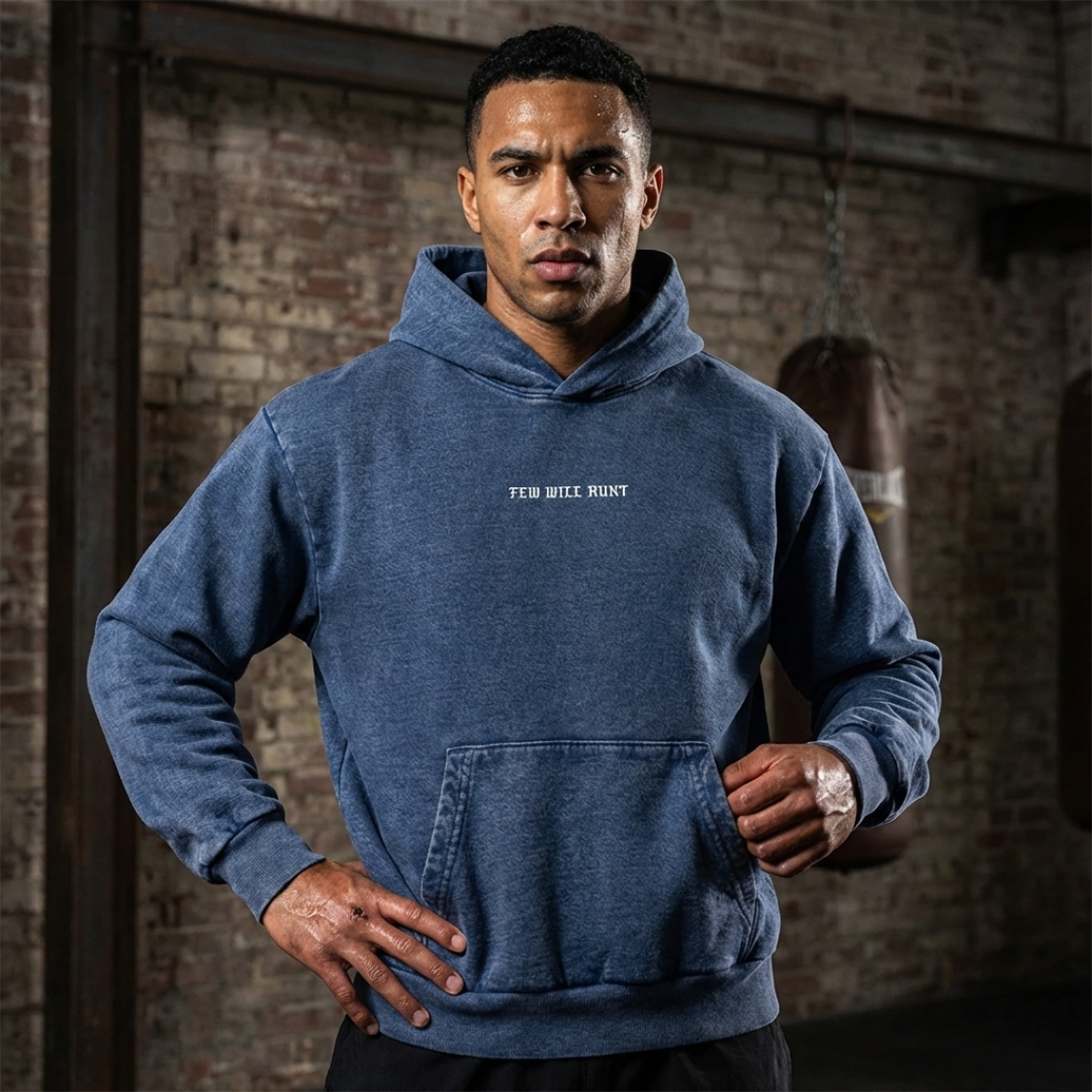 Heavyweight Mineral Wash Hoodie - Slate Blue