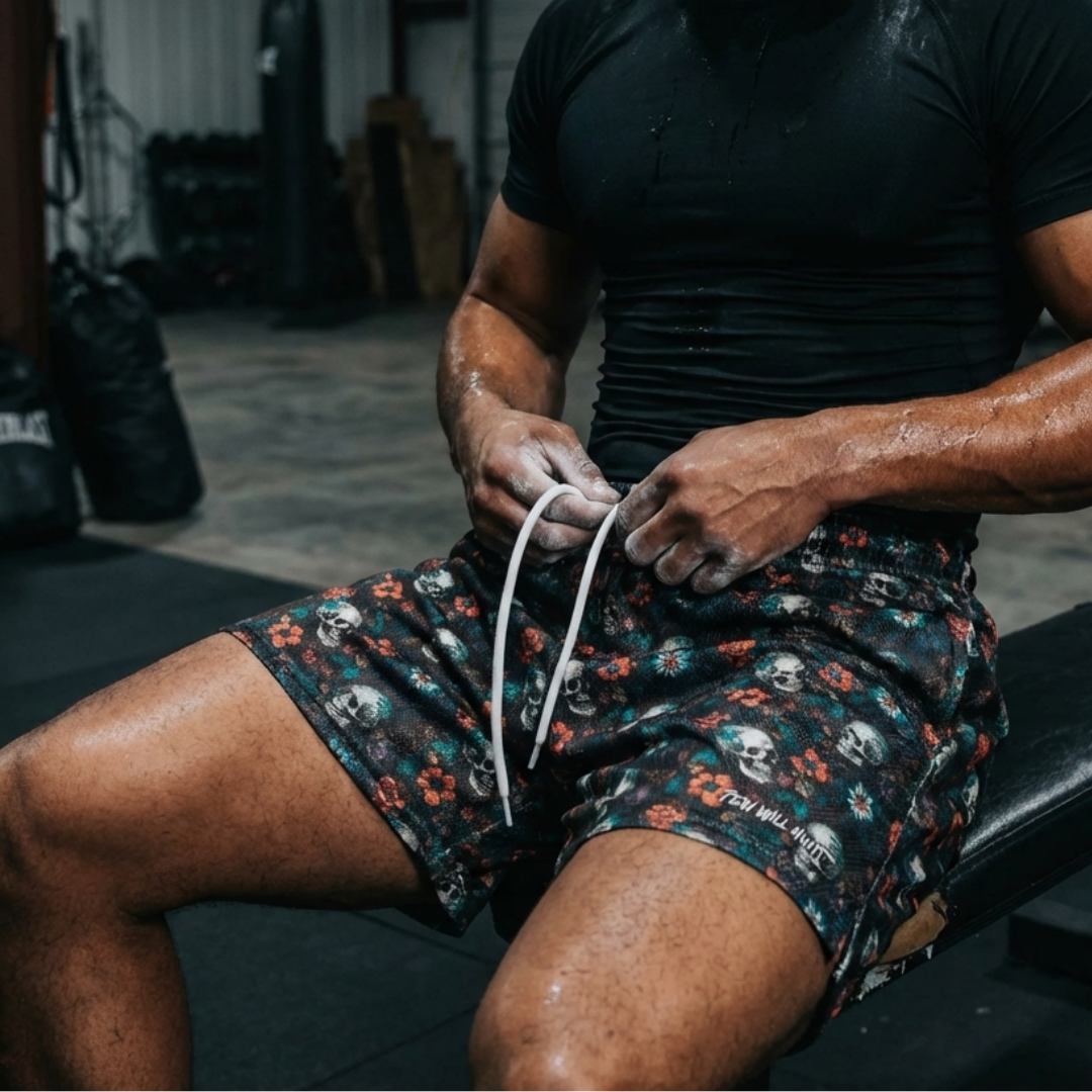 Floral Skull Athletic Short