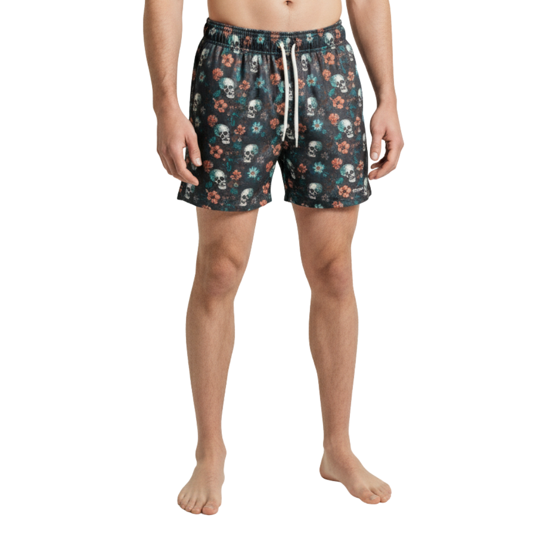 Floral Skull Athletic Short