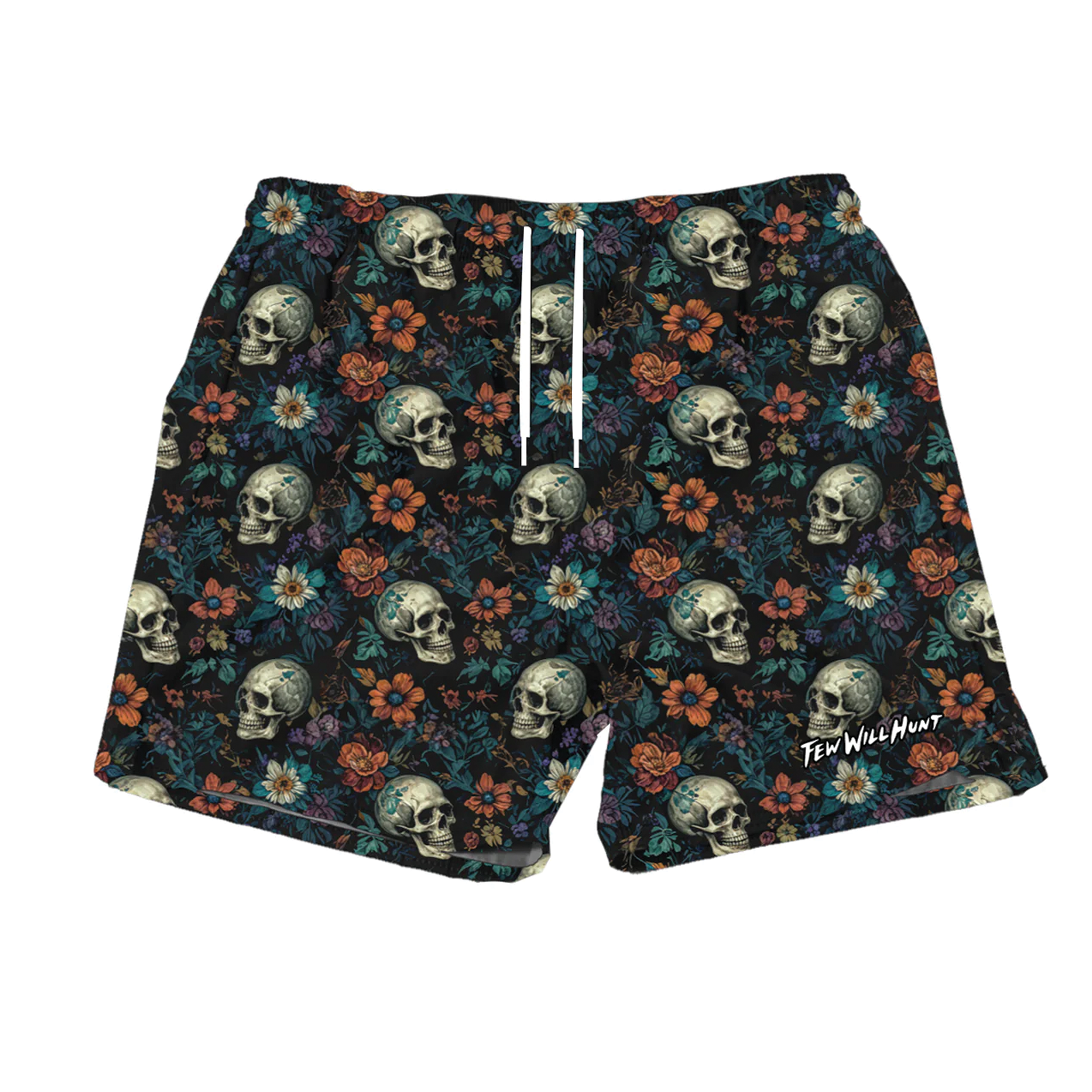 Floral Skull Athletic Short